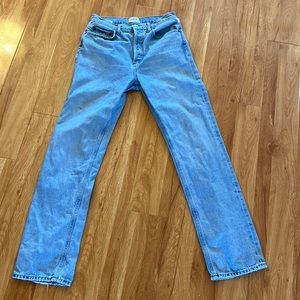 Agile Lana mid rise straight leg jeans size 27 light wash with distressing